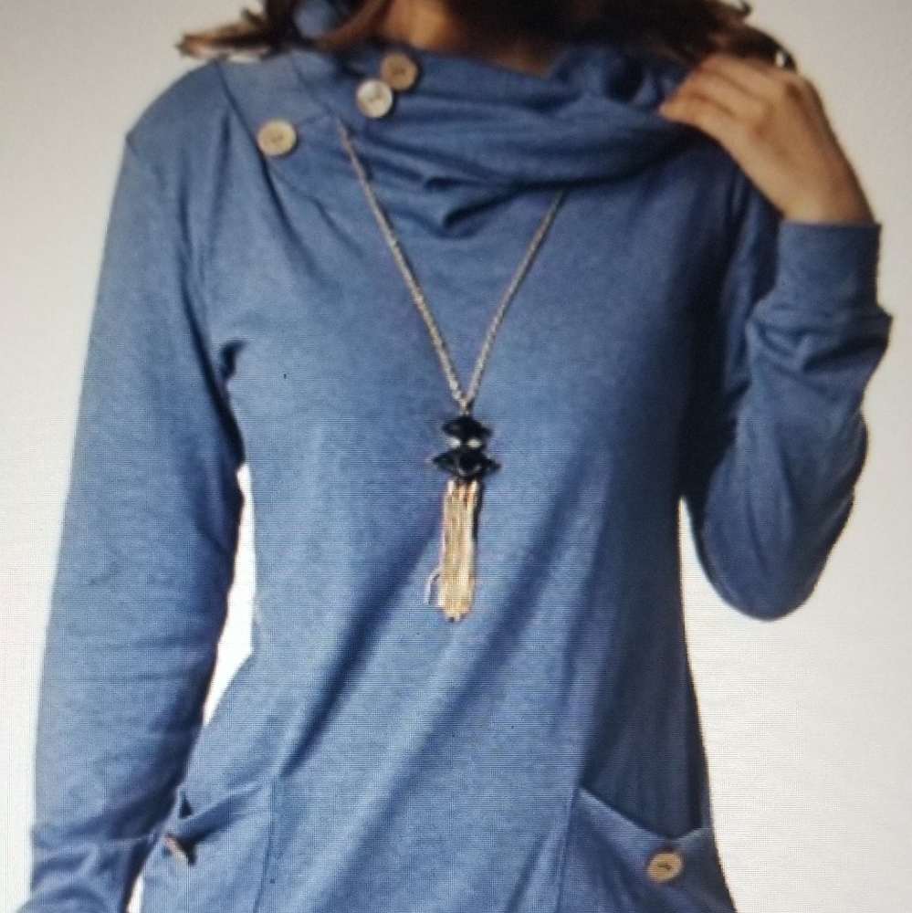 Levaca-Long Sleeve Top with Buttons XXL